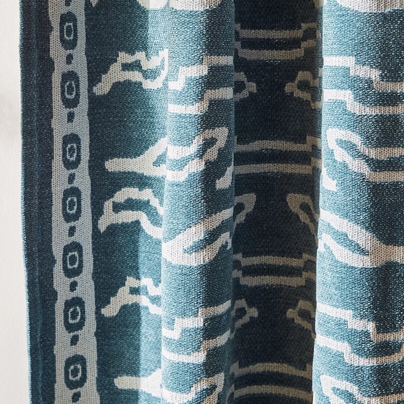 NEW Anthropologie Tiber Slate Blue Abstract Window Curtain 108” - Picture 2 of 5